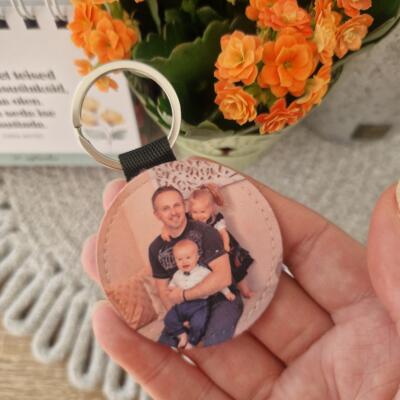 Nahast võtmehoidja fotoga