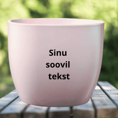 Lillepott (keraamiline) tekstiga