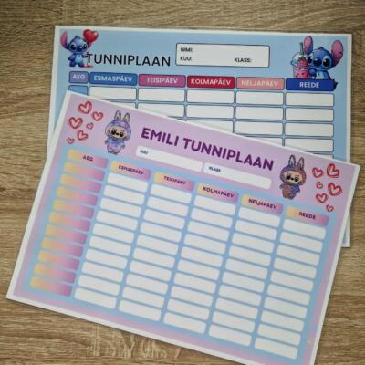 Tunniplaan lapse nime ja pildiga