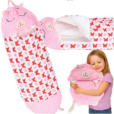 Laste magamiskott turistipadi 2in1 135x50cm roosa