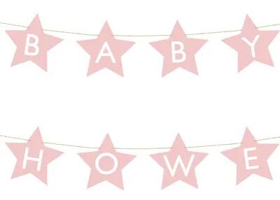 Bänneri märk beebipiduliste tähtede jaoks heleroosa 290cm x 16.5cm