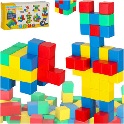 Haridusotstarbelised magnetilised kuubikujulised ehitusplokid 64 el.