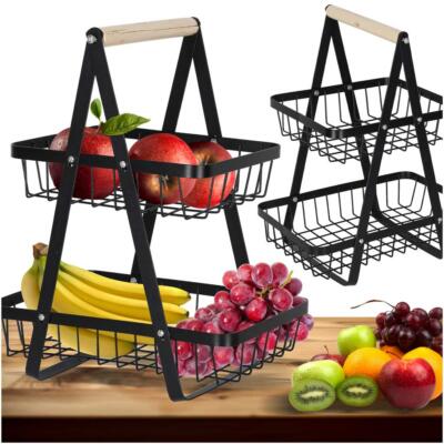 Kahekorruseline puuviljakorv metallist puidust