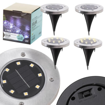 Maapealsed päikesepaneelide aiatuled 8LED 4tk külmvalge