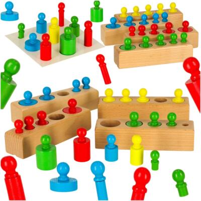 Montessori puidust silindri kaalud värvilised
