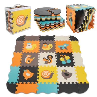 Vahtmaterjalist mängumatt / mänguväljak lastele 25tk värvilised loomad 114cm x 114cm x 1cm