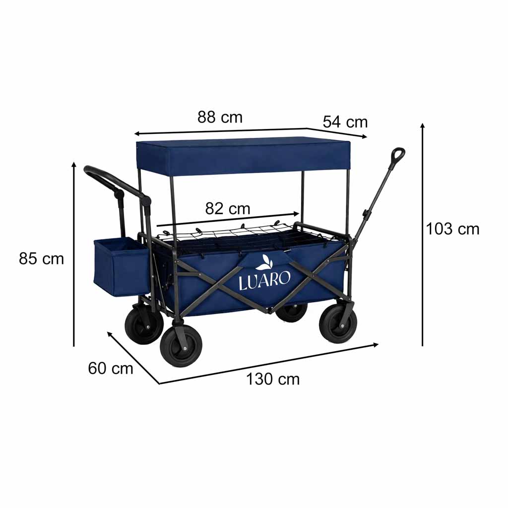 LUARO rannatranspordikäru kokkupandav koos varikatuse ja võrguga tumesinine - Image 7
