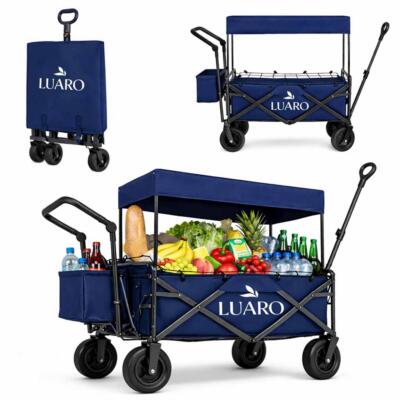 LUARO rannatranspordikäru kokkupandav koos varikatuse ja võrguga tumesinine