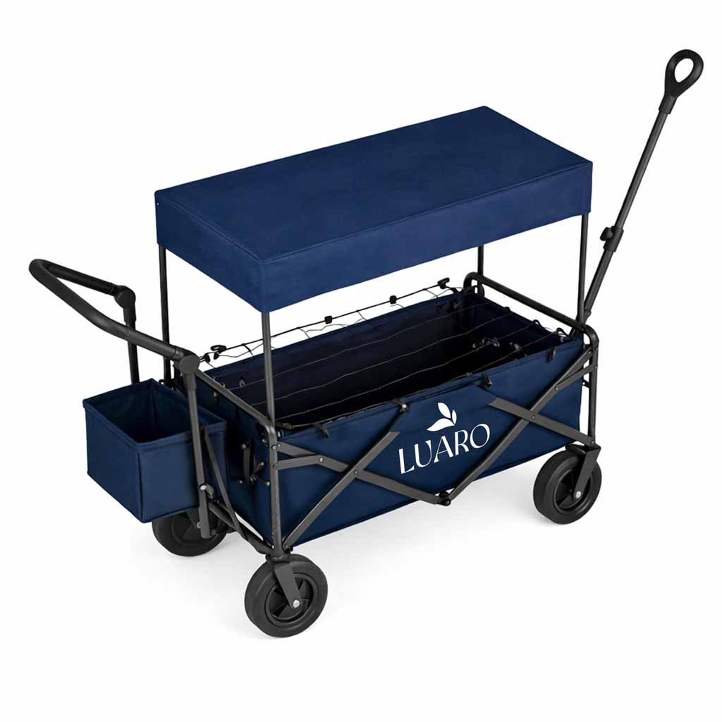 LUARO rannatranspordikäru kokkupandav koos varikatuse ja võrguga tumesinine - Image 3