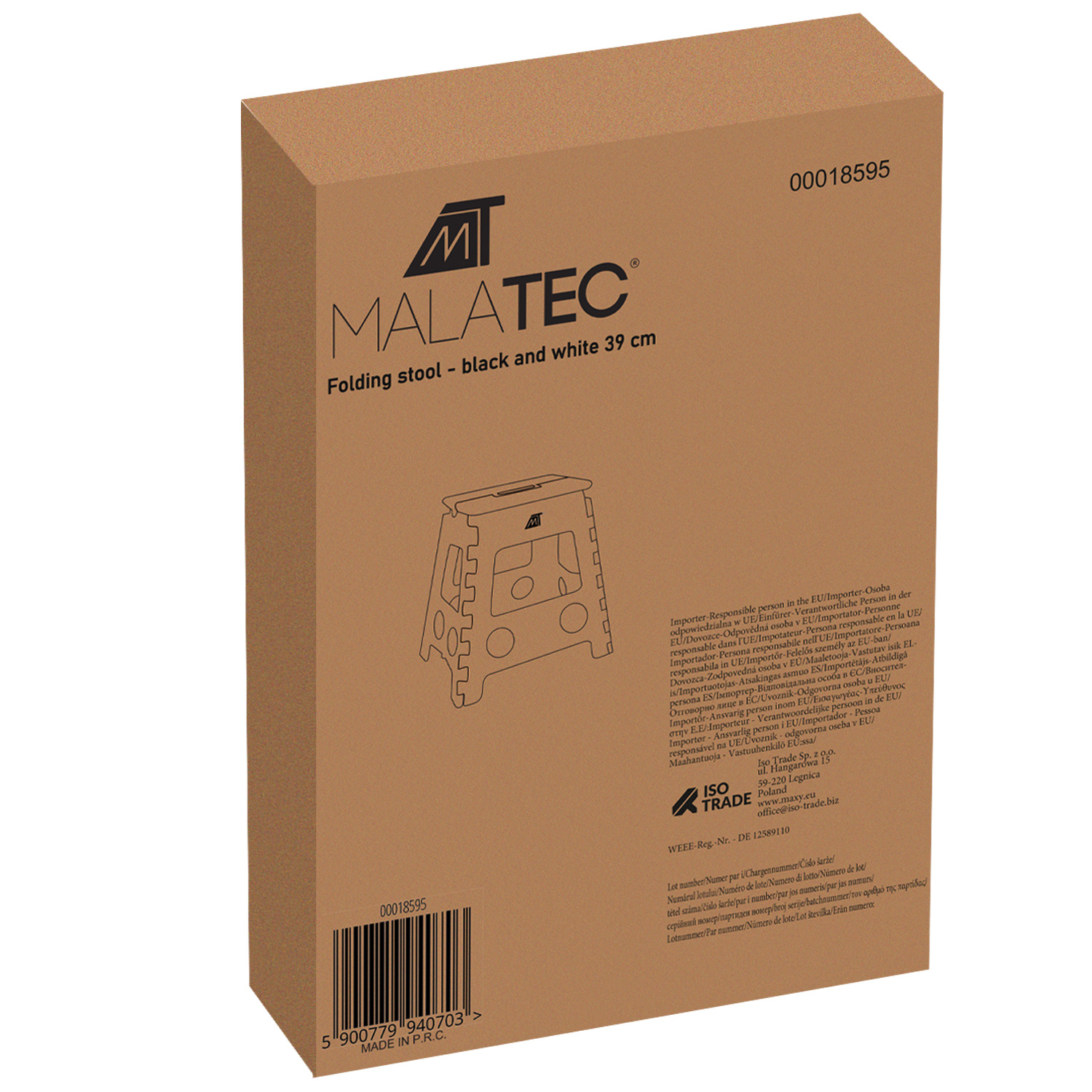 Kokkupandav taburet must-valge 39 cm - Pilt 14