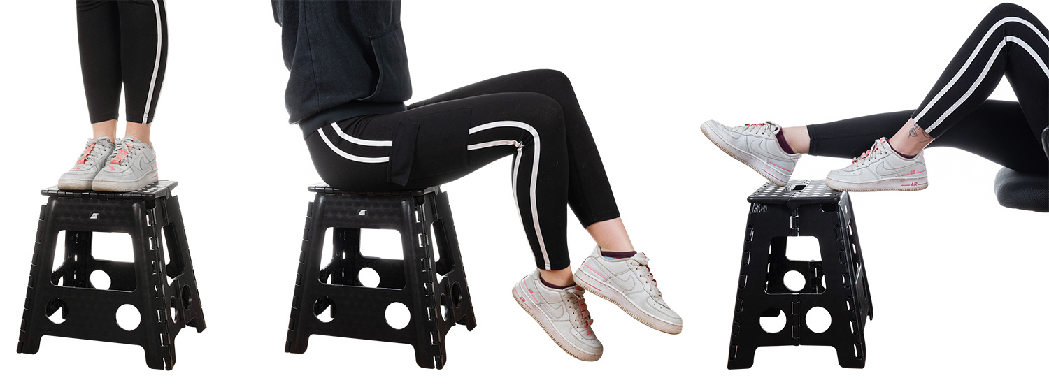 Kokkupandav taburet must-valge 39 cm - Pilt 10