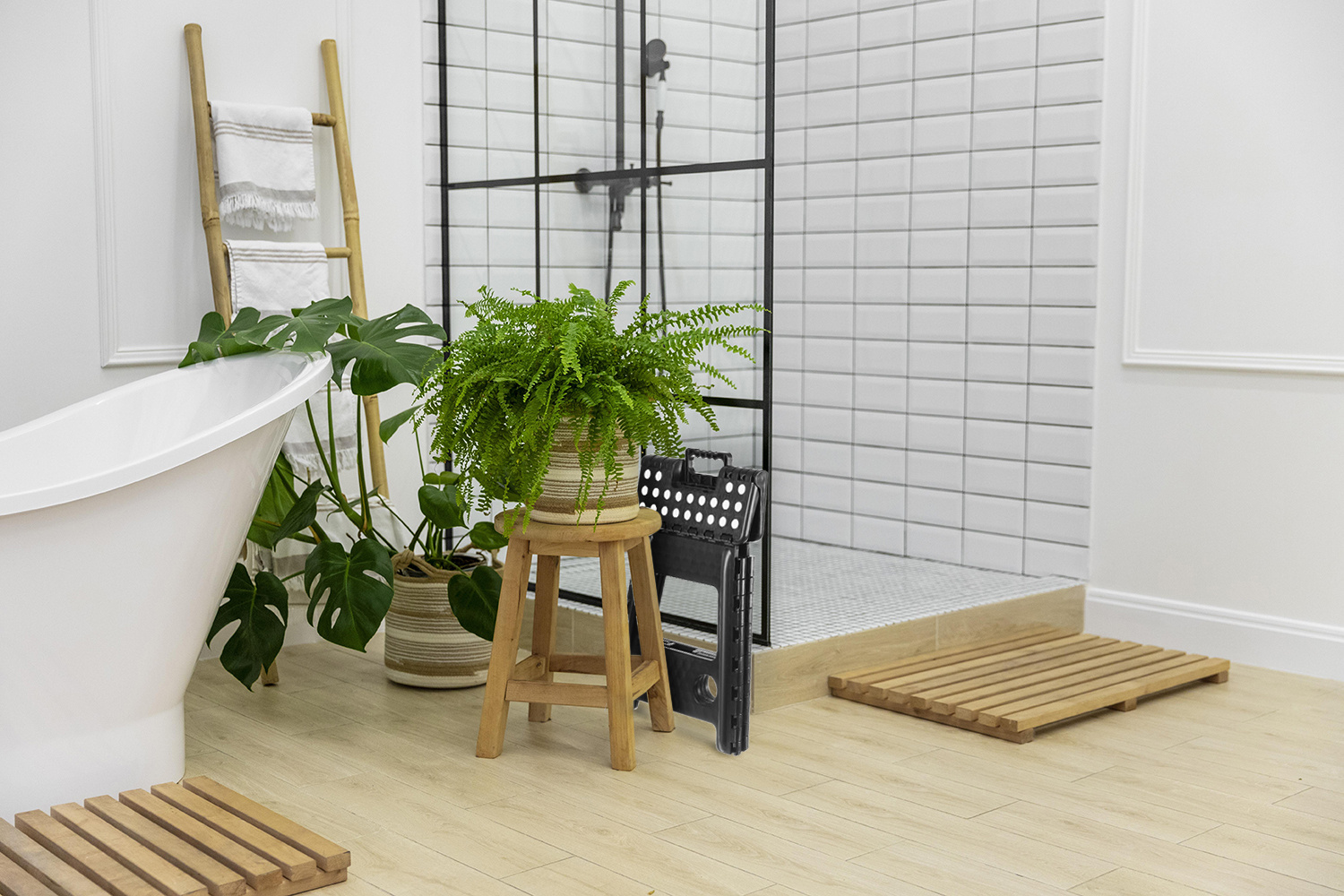 Kokkupandav taburet must-valge 39 cm - Pilt 12