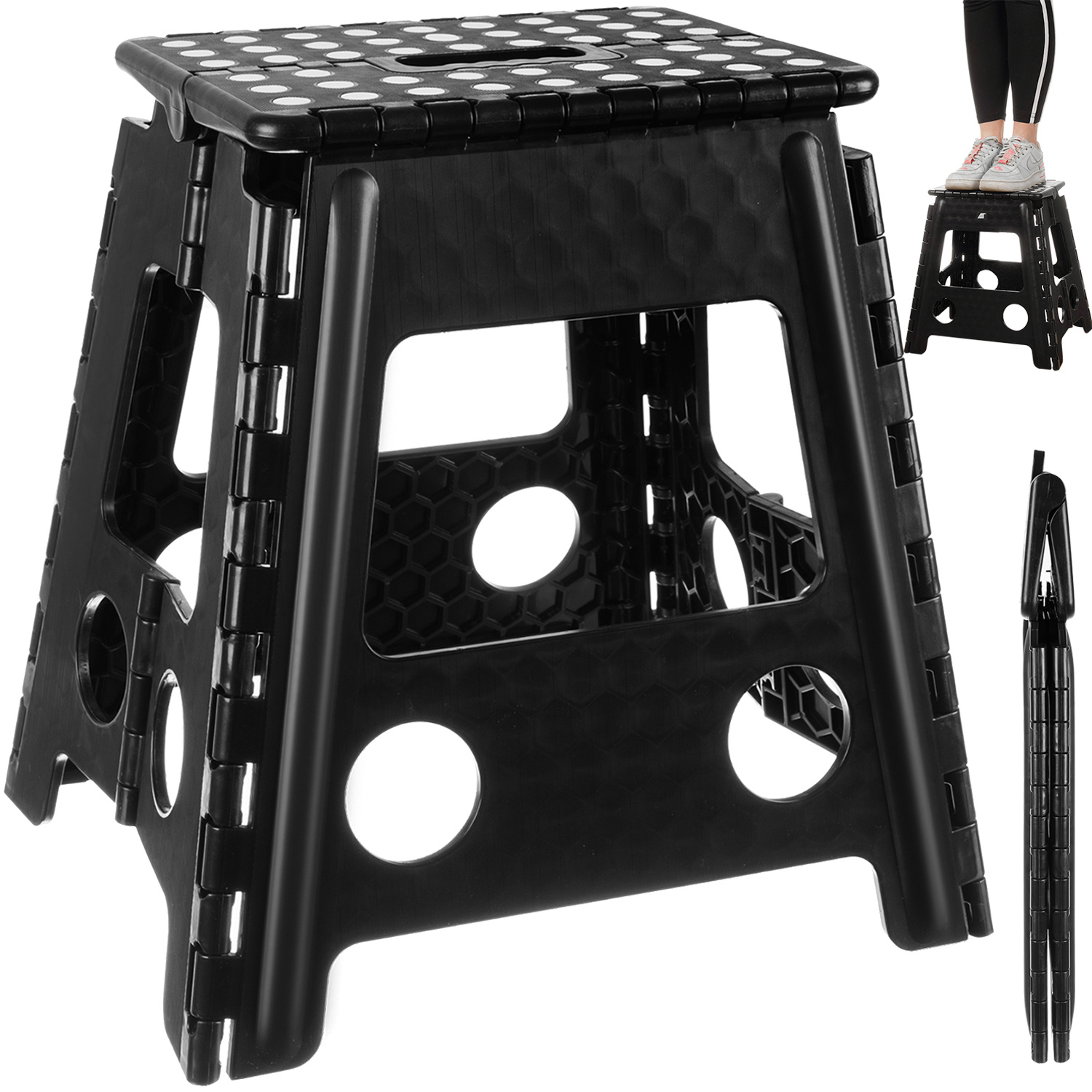 Kokkupandav taburet must-valge 39 cm