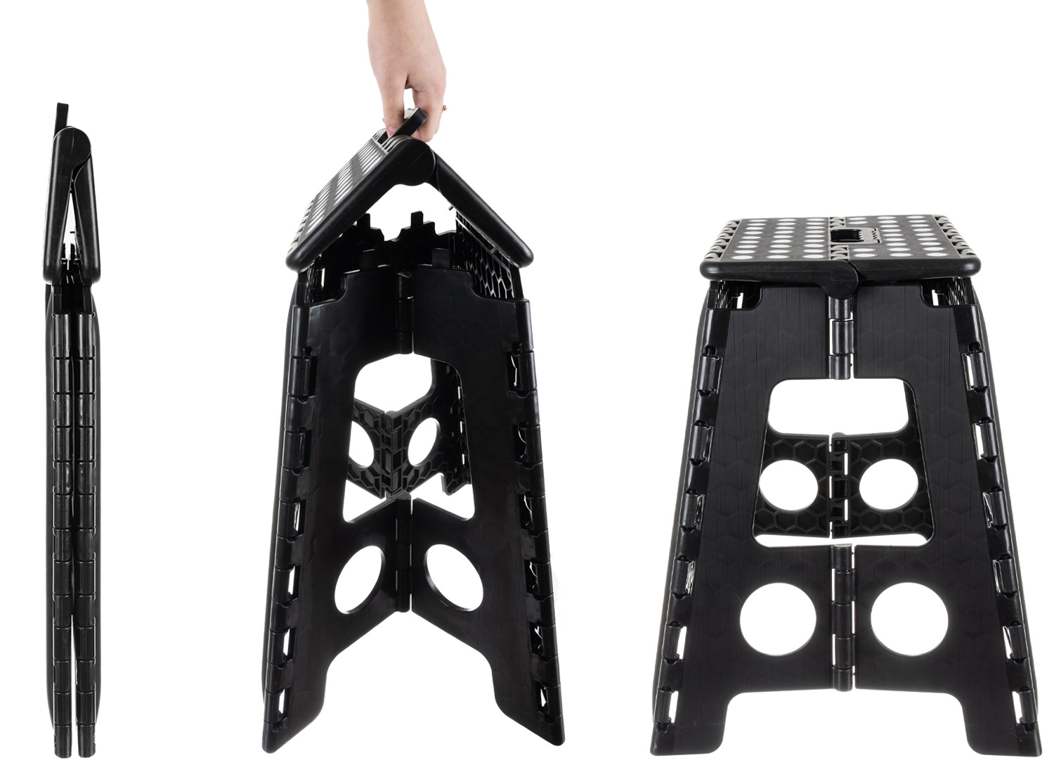 Kokkupandav taburet must-valge 39 cm - Pilt 9