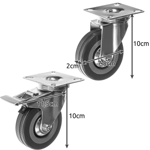 Swivel wheels - set of 4 Malatec 22537 - Pilt 4