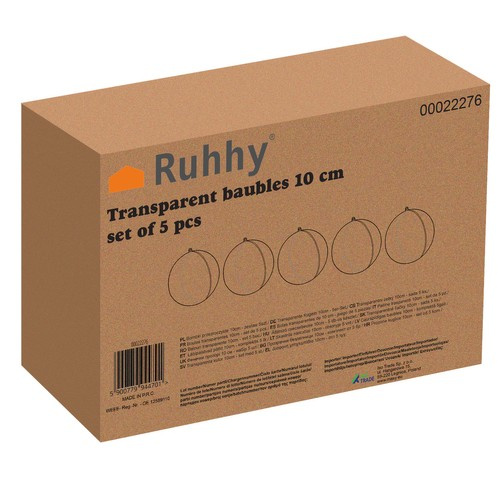 Transparent baubles 10cm - set of 5 Ruhhy 22276 - Pilt 14
