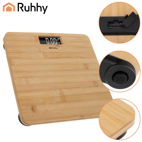 LCD bathroom scale - wooden Ruhhy 22522 - Pilt 12