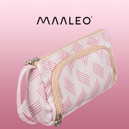 School Pencil Case Two-Compartment Folding Pouch Double Pink for Children - Pilt 2