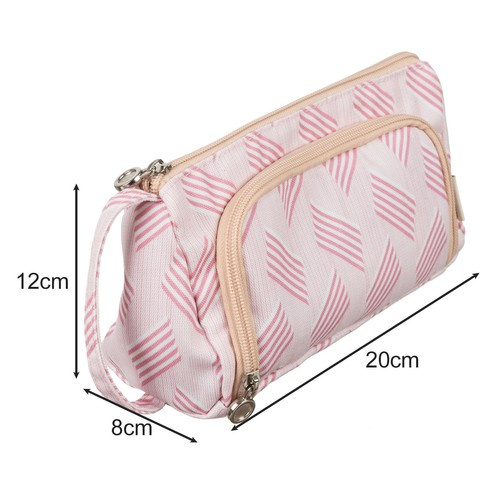 School Pencil Case Two-Compartment Folding Pouch Double Pink for Children - Pilt 3
