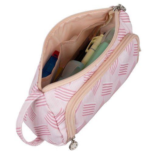 School Pencil Case Two-Compartment Folding Pouch Double Pink for Children - Pilt 7