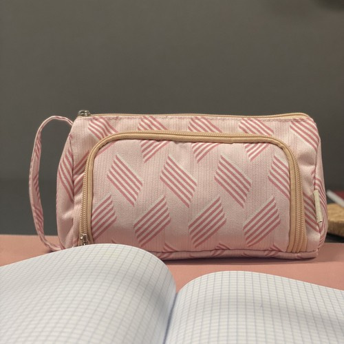 School Pencil Case Two-Compartment Folding Pouch Double Pink for Children - Pilt 8
