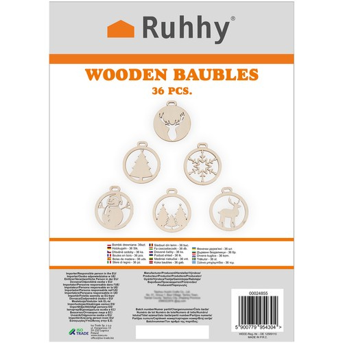 Wooden baubles - 36pcs Ruhhy 24855 - Pilt 2