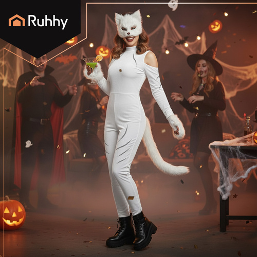 4-piece cat/fox costume, white, Ruhhy 26249 - Pilt 3