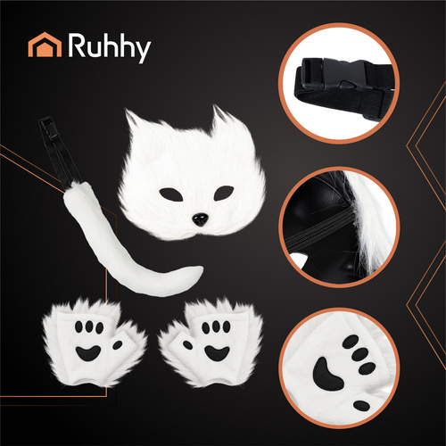 4-piece cat/fox costume, white, Ruhhy 26249 - Pilt 4