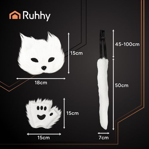 4-piece cat/fox costume, white, Ruhhy 26249 - Pilt 2