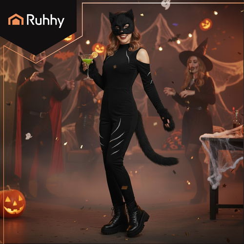 4-piece cat/fox costume, black, Ruhhy 26248 - Pilt 4