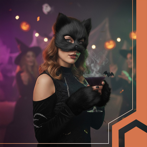 4-piece cat/fox costume, black, Ruhhy 26248 - Pilt 5