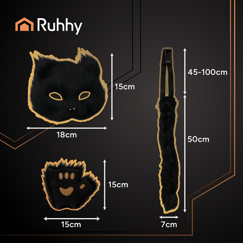 4-piece cat/fox costume, black, Ruhhy 26248 - Pilt 2