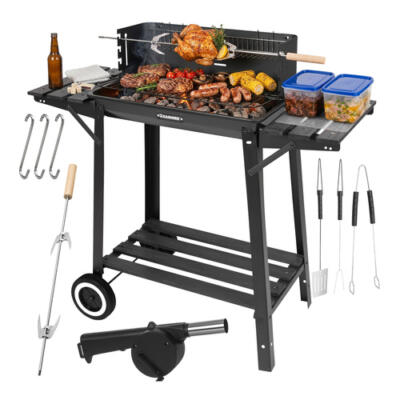Garden grill with rotisserie 93x41x86cm Kaminer