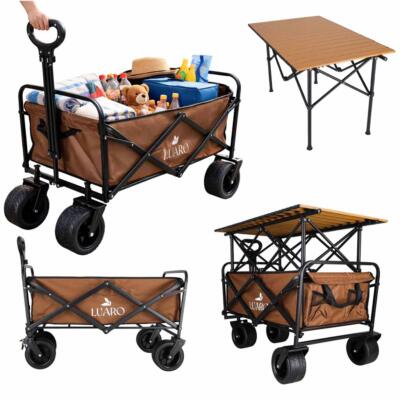 Wózek transportowy LUARO plażowy składany ze stolikiem 2w1