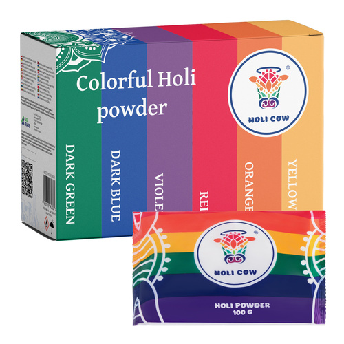 Holi värvipulbri komplekt 6x100 g Holi Cow 27335 - Pilt 8