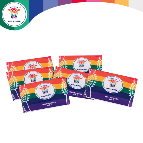 Holi värvipulbri komplekt 6x100 g Holi Cow 27335 - Pilt 5