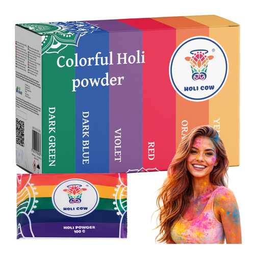 Holi värvipulbri komplekt 6x100 g Holi Cow 27335