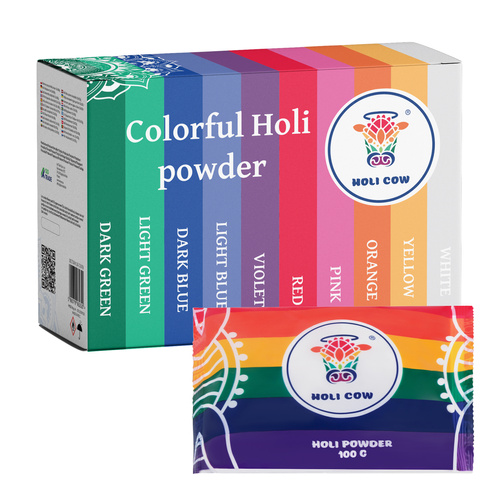 Holi Color Powder Set 10x100g Holi Cow 27334 - Pilt 8