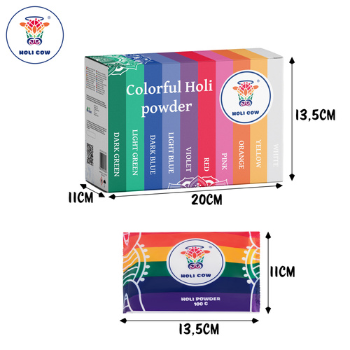 Holi Color Powder Set 10x100g Holi Cow 27334 - Pilt 2