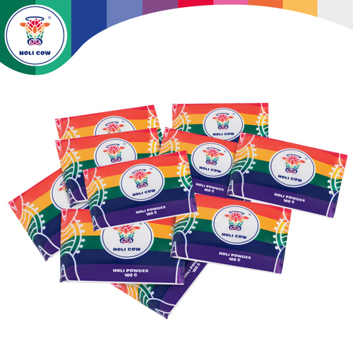 Holi Color Powder Set 10x100g Holi Cow 27334 - Pilt 6