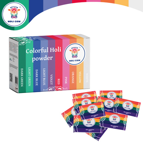 Holi Color Powder Set 10x100g Holi Cow 27334 - Pilt 5