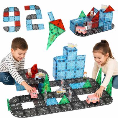 Magnetklotsid 3D linn autode komplekt 91 elementi